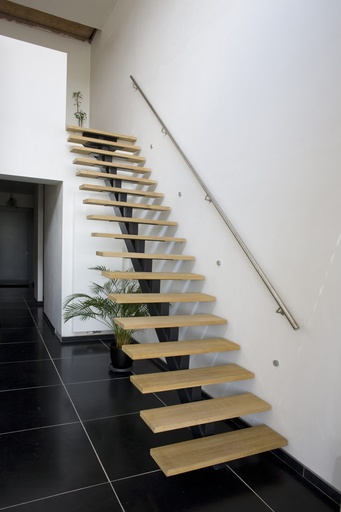 [2029] Escalier droit à limon central métallique