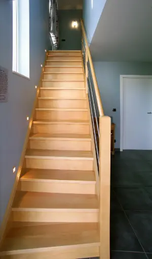 Rechte gesloten houten trap (3056)